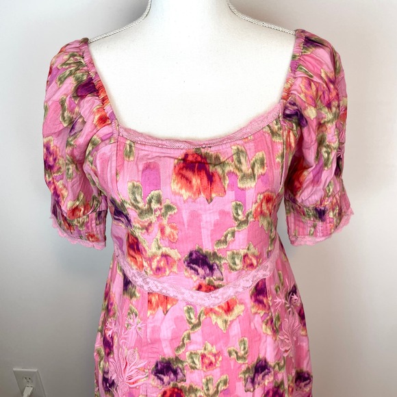 LoveShackFancy Floral Lace Mariata Maxi Dress In Wild Pink Rose Size 6 New - Picture 4 of 16